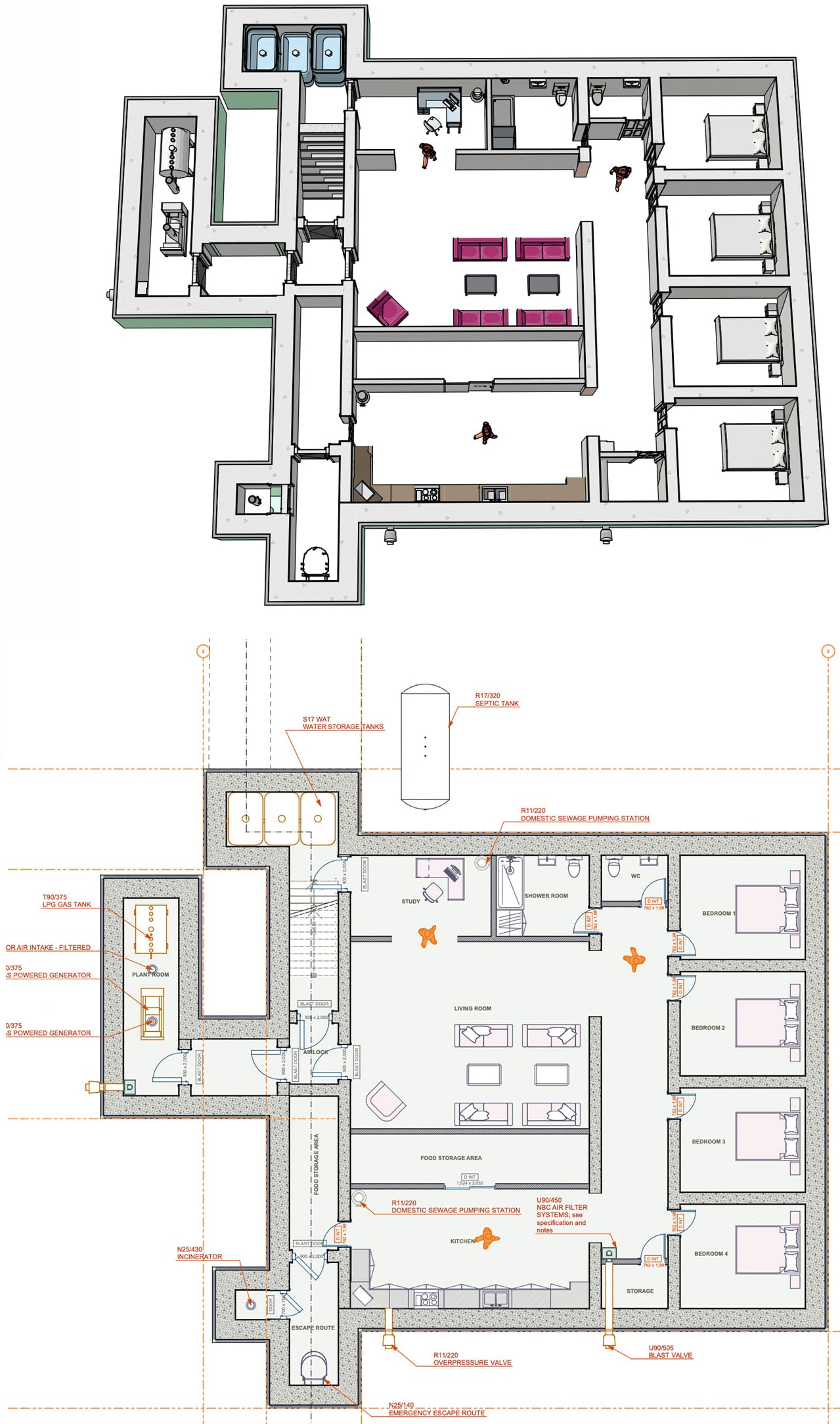 Underground Bunker floorplan